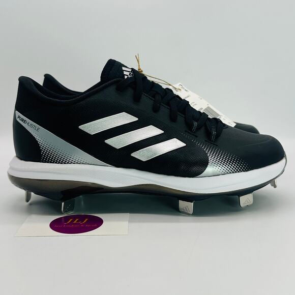 Adidas Women's PureHustle 2 Metal Softball Cleats Black/Silver H00984 Size 8 - Picture 1 of 10
